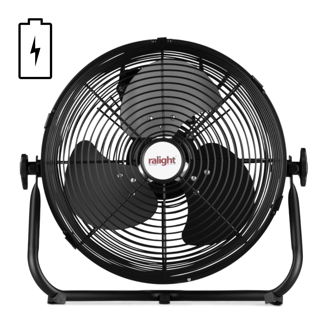 Ralight accu vloerventilator voor flexibele verkoeling zonder stroomaansluiting