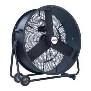 Zwarte trommelventilator 75cm 240W voorzijde