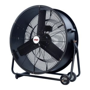 Zwarte trommelventilator 75cm 240W voorzijde links