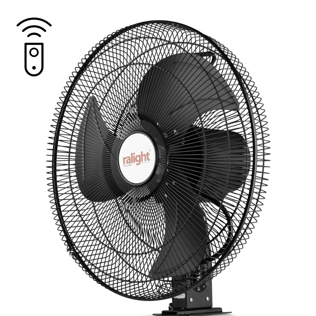 Wandventilator met afstandsbediening 3/4 aanzicht