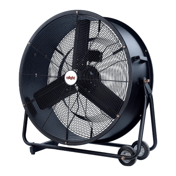 Ralight trommelventilator voor krachtige luchtcirculatie in fabriek, werkplaats, garage, sportschool of op evenementen