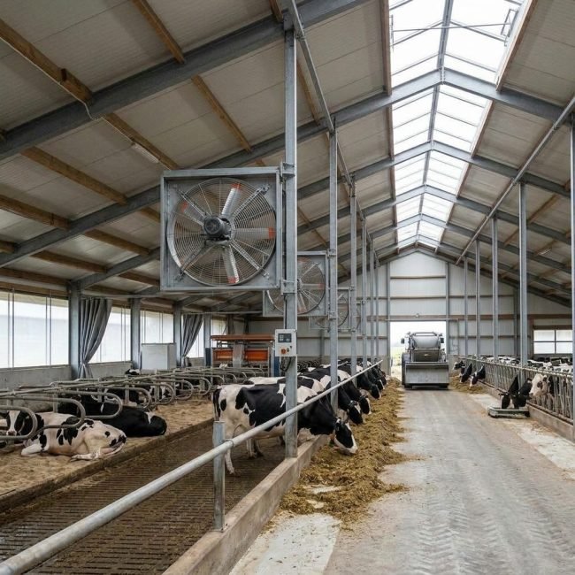 Wandventilatoren in koeienstal